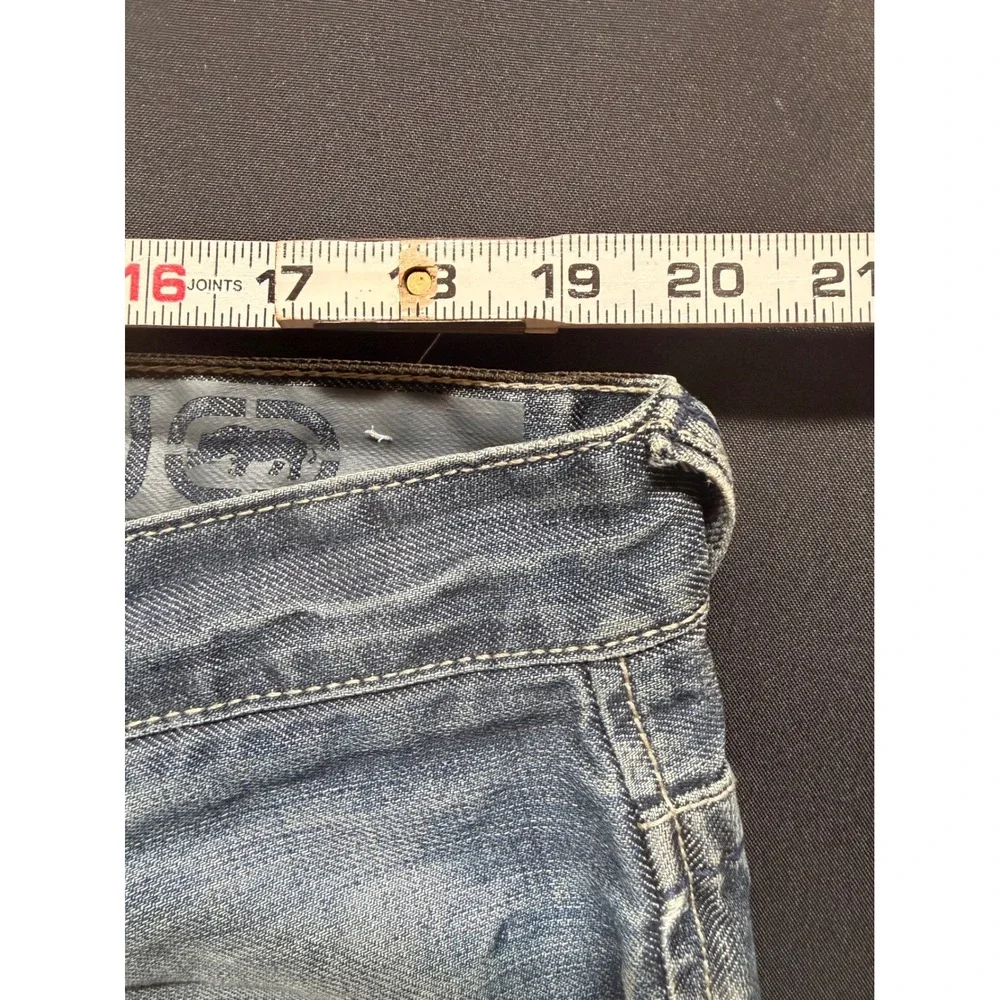 Ecko Unltd Relaxed Straight Leg Jeans Blue Whiskered Denim Sz 38 Y2K Streetwear